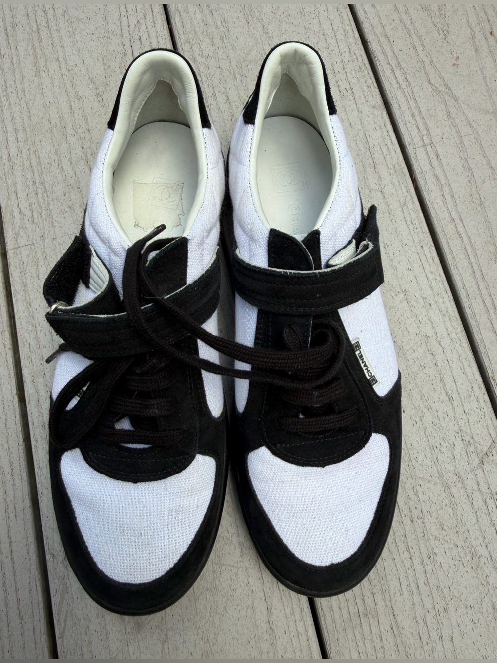 Authentic Chanel sneakers White and Black Athletic Shoes size 42 women US 11